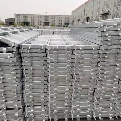 Non slip surface steel staging plank scaffolding platform constructed from heavy gauge steel ensuring safety and durability on job sites