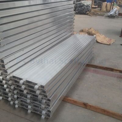 Non slip surface steel staging plank scaffolding platform constructed from heavy gauge steel ensuring safety and durability on job sites