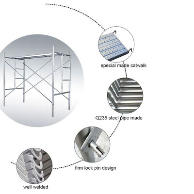 Pre-galvanized Walk Thru Frame Scaffold with Gravity Lock for High Rise Projects