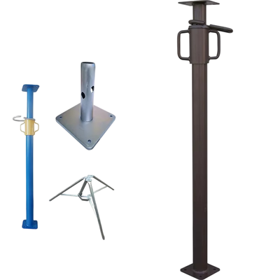 flat head steel prop Q235 hot dip galvanized 60.3mm outer diameter 3.0mm wall thickness 2.0-3.6m adjustable height for concrete slab formwork support BYTHAI